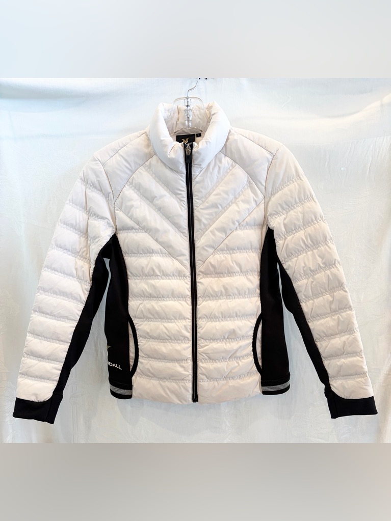 Nevermindall Ivory / Black Down Puffer S 2 4 $399 Luxury Golf Wear Designer